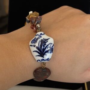 Ceramic abalone crystal bracelet